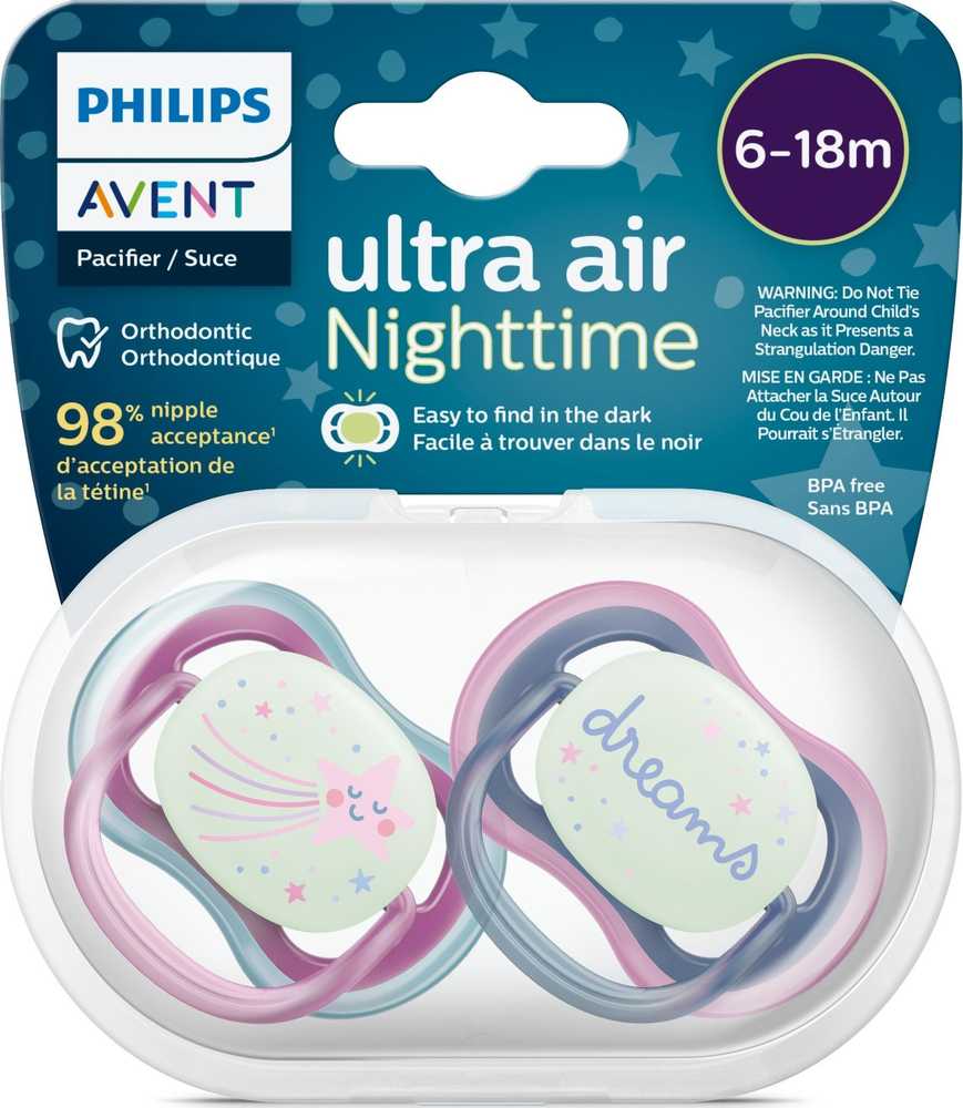 Philips AVENT SCF376/14 Čiulptukas Ultra Nighttime 6-18 sapnai/kometos mergina