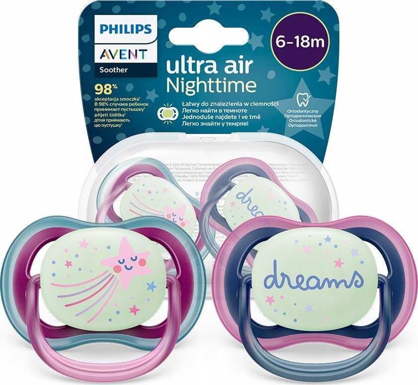Philips AVENT SCF376/14 Čiulptukas Ultra Nighttime 6-18 sapnai/kometos mergina