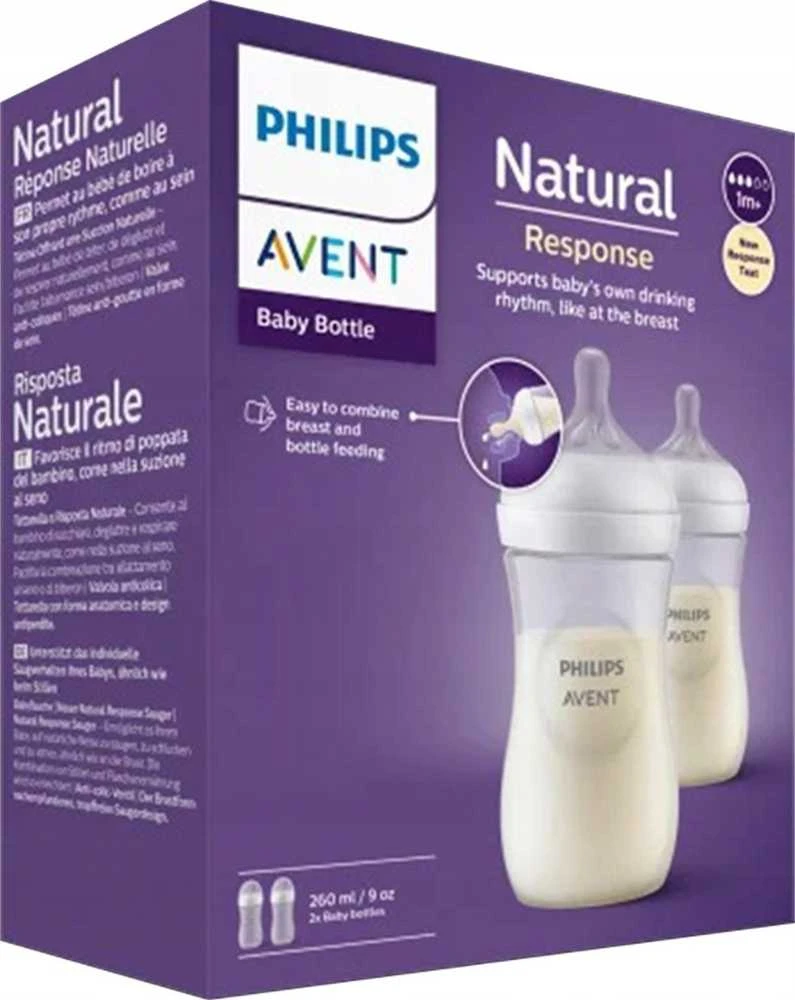 Philips Avent Natural maitinimo buteliukas 260 ml, 2 vnt., atsakas 1m+ žindukas