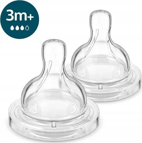 Philips AVENT Anti-Colic M žindukai nuo 3 mėn., 2 vnt., trys skylutės