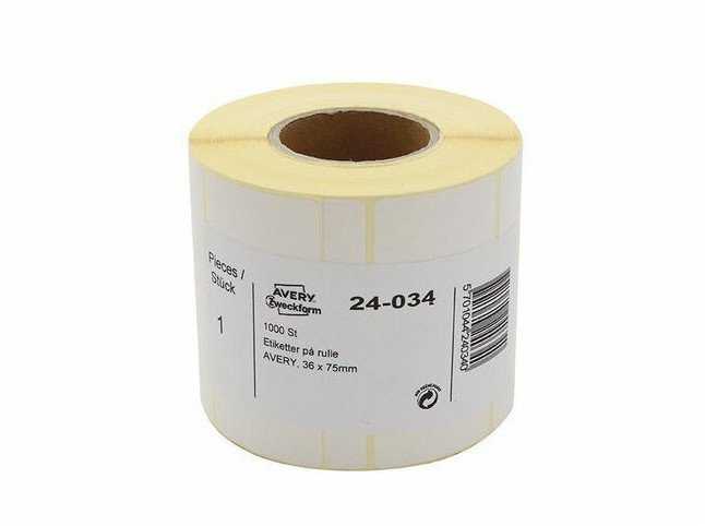 AVERY Etykieta na rolce 36x75mm 24-034 1000 vnt./rolka (1000 vnt.)