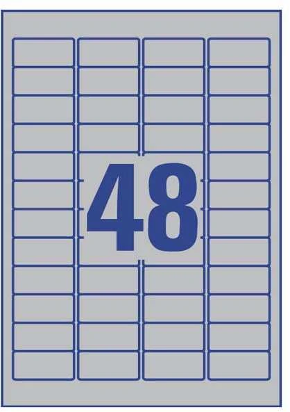 Avery Zweckform etiketės 45,7 mm x 21,2 mm, A4, sidabro, 48 etiketės (L6009-20)
