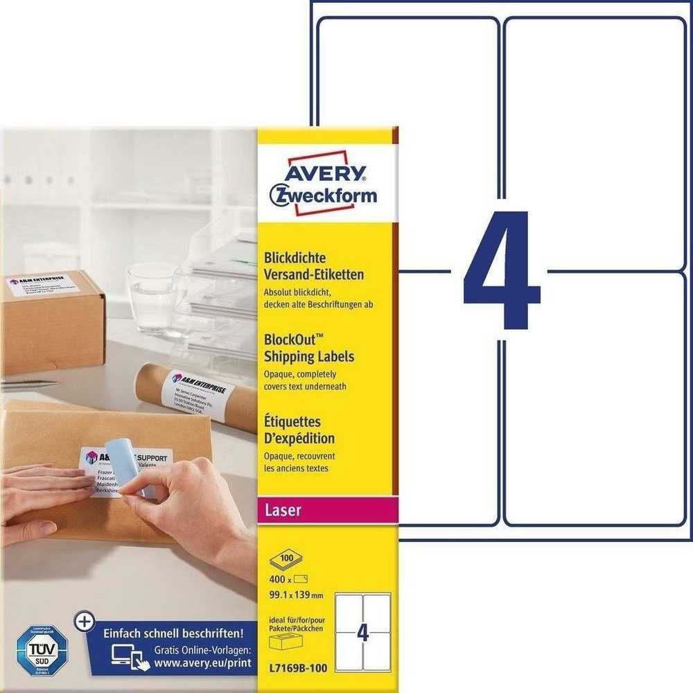 Avery Zweckform Siuntų gabenimo etiketė 99,1 x 139 100 lapų viršelis Avery Zweckform L7169B-100