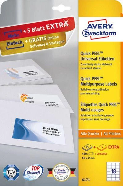 Avery Zweckform greito nuplėšimo etiketės 64x45 (6171)