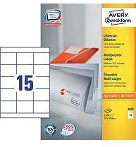 Lipnios etiketės Avery Zweckform, A4, 70×50,8mm, 15 etikečių lape, 100 lapų, baltos spalvos