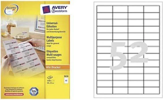 Avery Zweckform LABEL ZF 3650 48X21.MARGI./5200/ LABEL - 3650