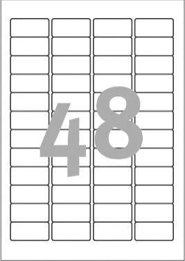 Lipnios etiketės Avery Zweckform, A4, nuimamos, 45.7×21.2mm, 48 etiketės lape, 25 lapai