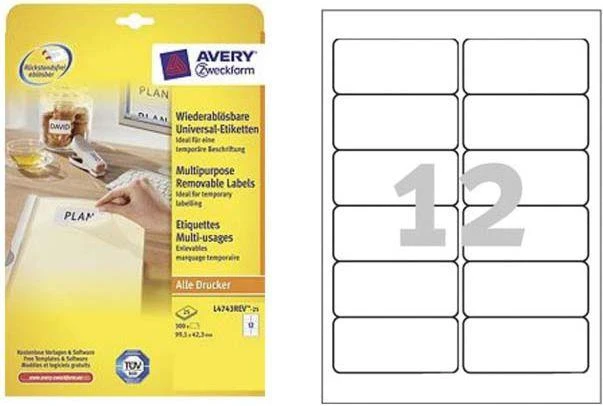 Avery Zweckform ETYK.ZF L4743REV-25 99.1X42.3 25 lapai. ETIKETĖ - L4743REV-25