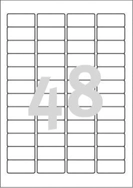 Lipnios etiketės Avery Zweckform, A4, atsparios drėgmei, 45,7×21,2mm, 48 etiketės lape, 20 lapų, baltos spalvos