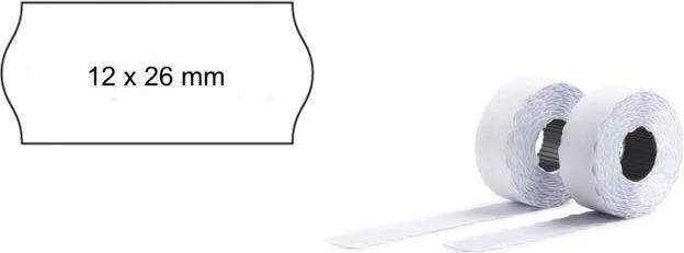 Avery Roll-up kainų etiketės vienos eilės ženklinimo mašinoms; visam laikui; 1500 etikečių / ritinys; 10 ritinių/pak.; 12 x 26 mm, balta