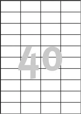 Lipnios etiketės Avery Zweckform, A4, 52.5×29.7mm, 40 etikečių lape, be rėmelio, 100 lapų, baltos spalvos