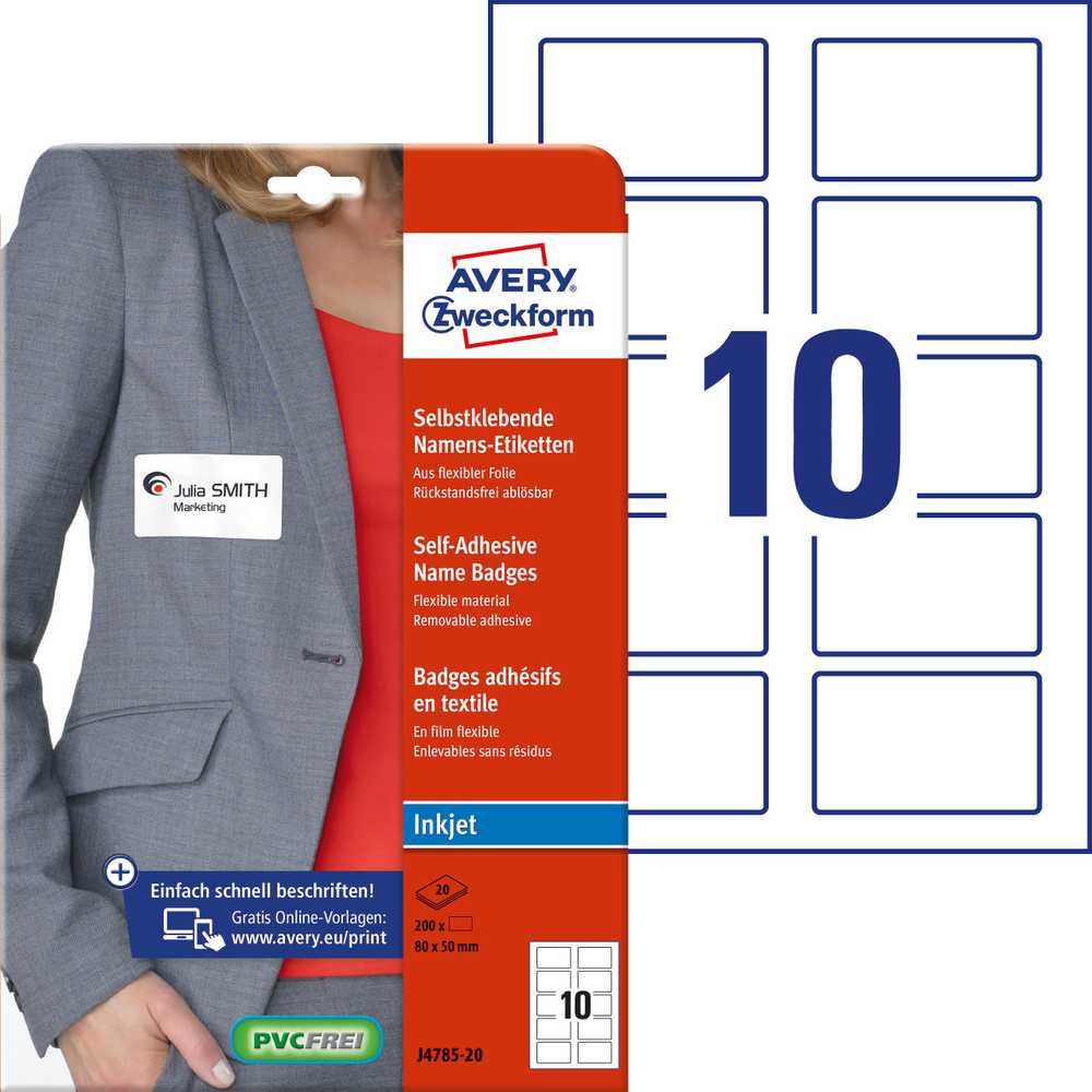 Avery Zweckform LIPAKIUS PAVADINIMO ŽENKLĖLIS AVERY ZWECKFORM RAŠALINIAMS SPAUSDINTUVIEM balta 80 X 50 MM