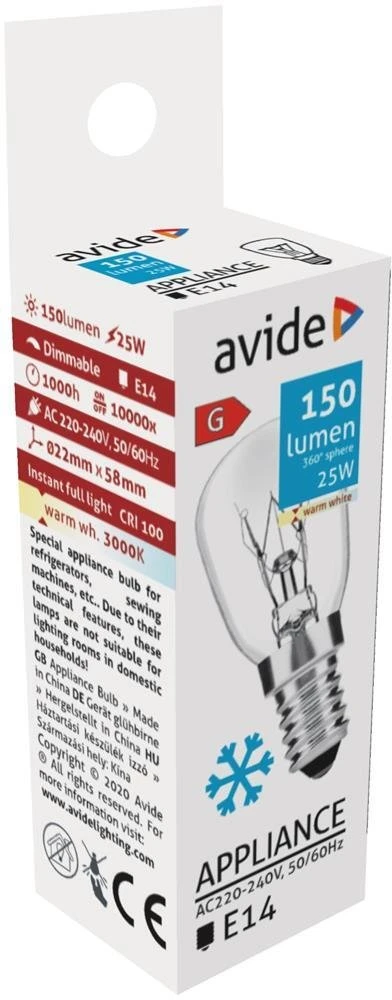 Avide lemputė šaldytuvui E14 25W 150lm