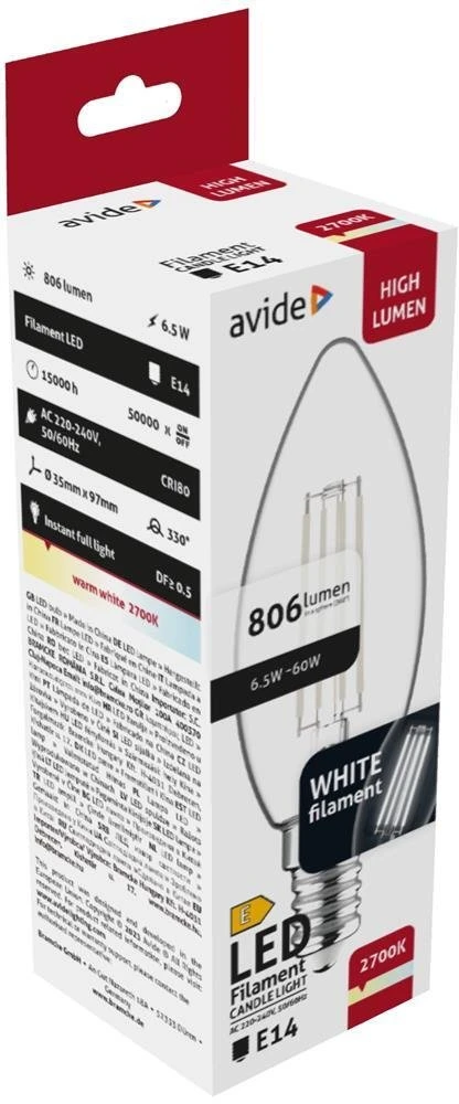 Avide Avide AWLFC14WW-6.5W lampa LED Ciepłe balta 2700 K 6,5 W E14 E