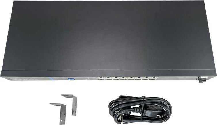 Šakotuvas Nevaldomas komutatorius su 16 RJ45 PoE+ 1 Gb/s prievadų + 2 SFP Uplink 1 Gb/s prievadais (galios sąnaudos 150 W) AVIZIO