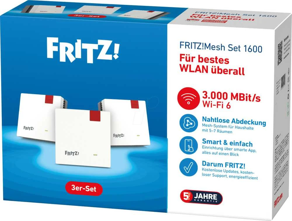 Maršrutizatorius AVM FRITZ MESH RINKINYS 1600 3 VNT. - FACHHANDEL