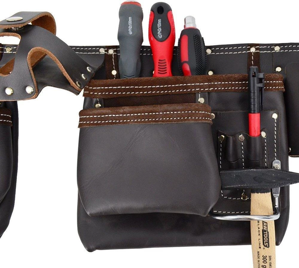 AW-Tools profesionalus montuotojo diržas 11 lygių kišenių Juodas Line
