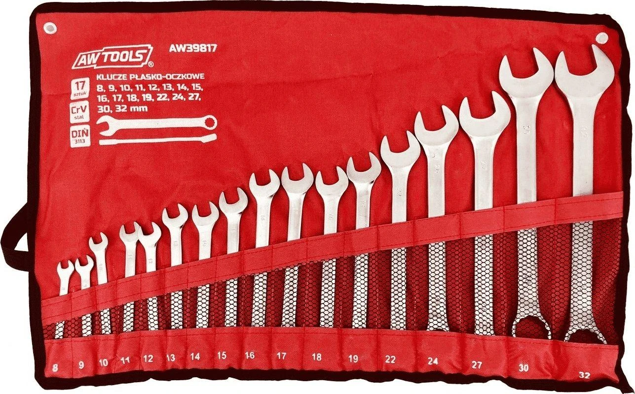 AW-Tools Kombinuotų veržliarakčių komplektas AWTools AW39817; 8-32 mm; 17 vnt.