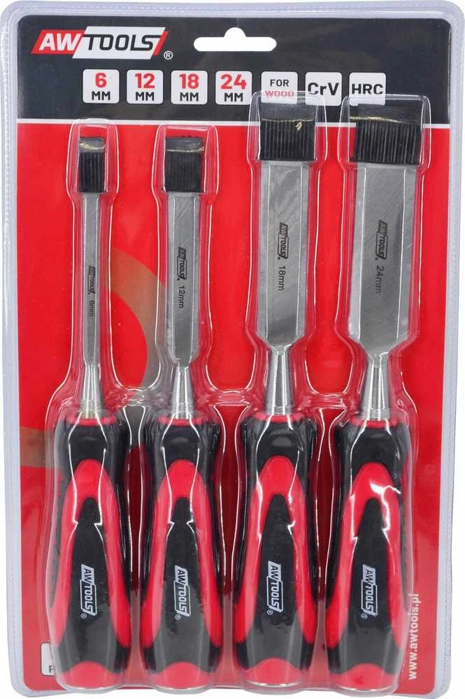 AW-Tools AWTOOLS KALTŲ RINKINYS SU PLAST. RANKENOMIS 4vnt. 6/12/18/24mm