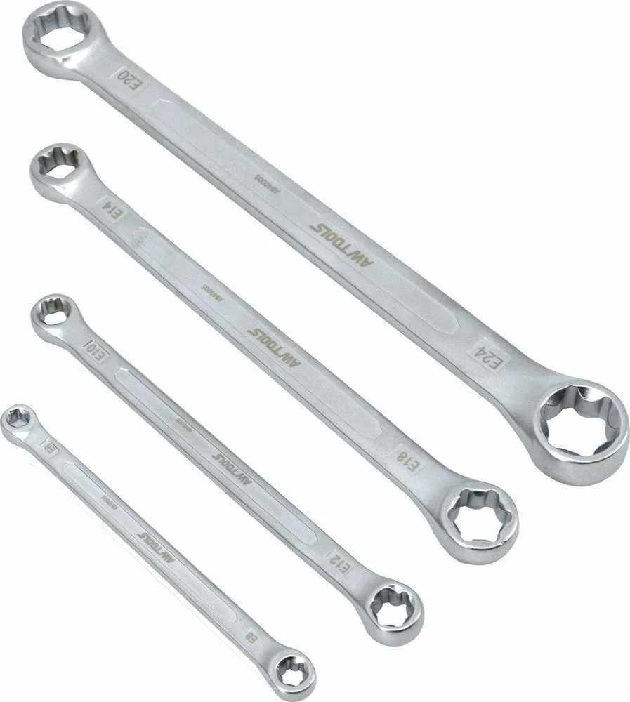 AW-Tools AWTOOLS TORX žiedinis raktas E6-E24 4 vnt. Juodas LINE