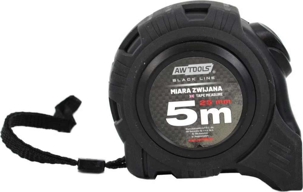 AW-Tools AWTOOLS MATUOKLĖ SU RULONU MAGNETINĖ 5m x 25mm ABS 1-AUTO STOP