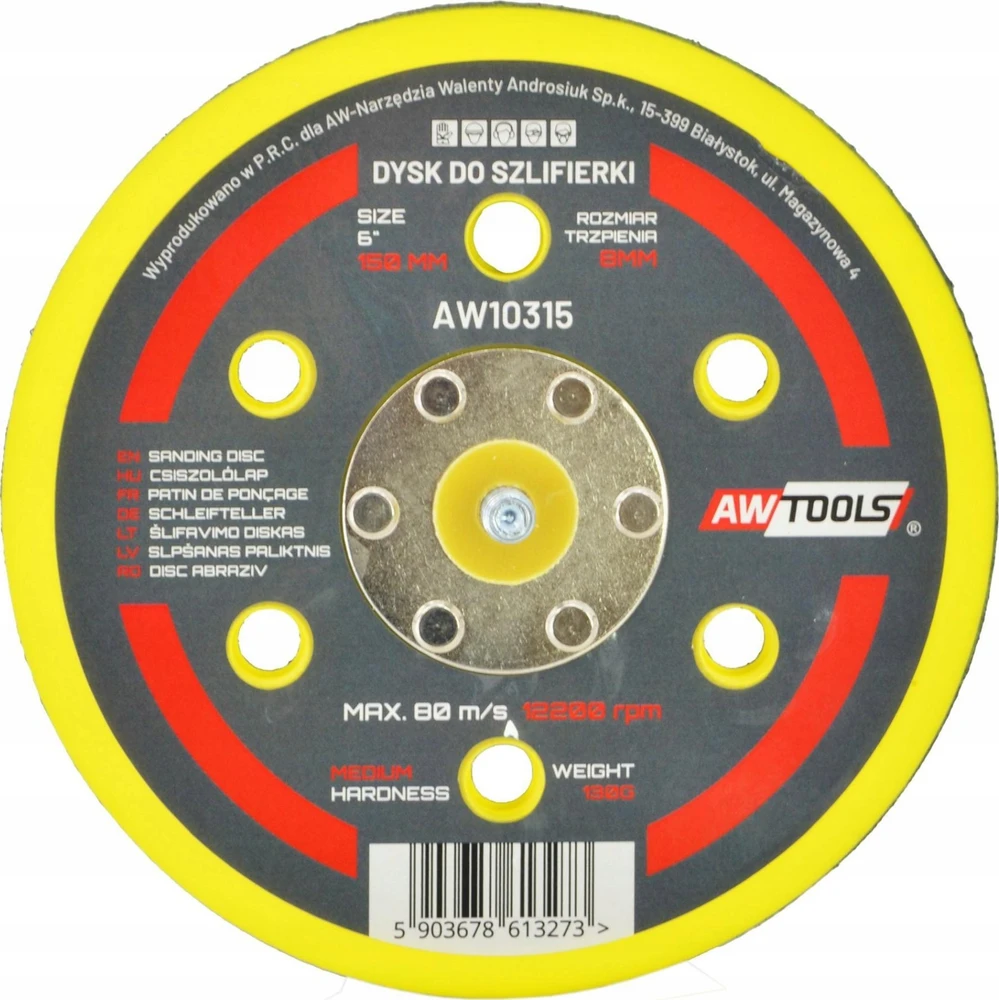 AW-Tools AWTOOLS DISKAS 125mm PNEUMATINIAM EKSCENTRINIAM ŠLIFUOKLIUI