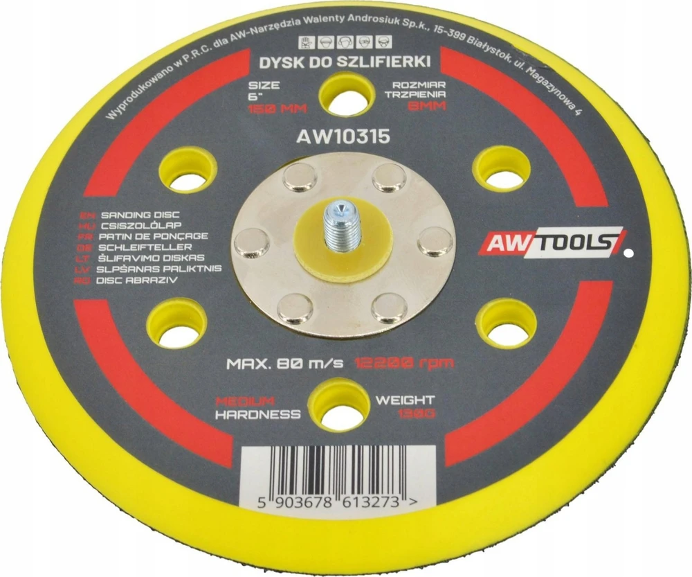 AW-Tools AWTOOLS DISKAS 125mm PNEUMATINIAM EKSCENTRINIAM ŠLIFUOKLIUI