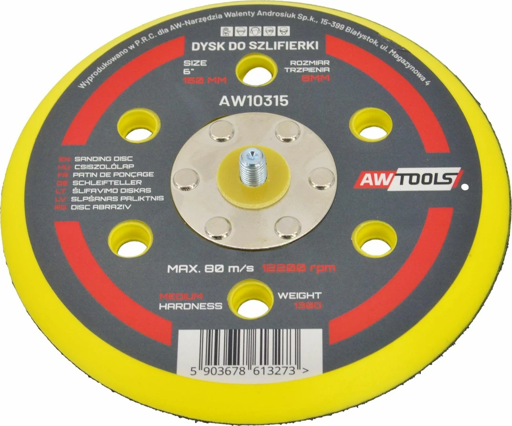 AW-Tools AWTOOLS DISKAS 150mm PNEUMATINIAM EKSCENTRINIAM ŠLIFUOKLIUI