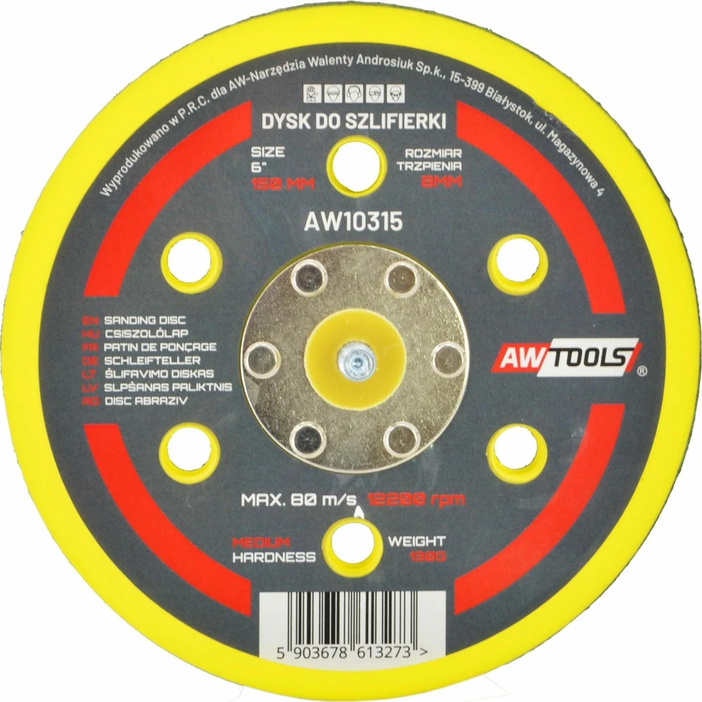 AW-Tools AWTOOLS DISKAS 150mm PNEUMATINIAM EKSCENTRINIAM ŠLIFUOKLIUI