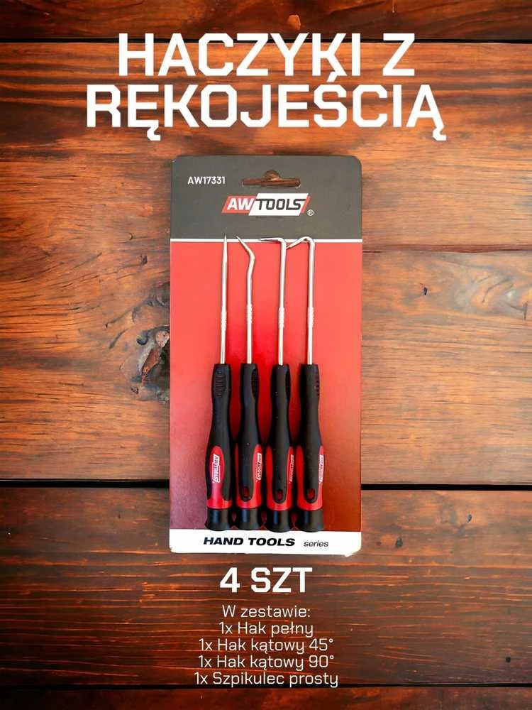 AW-Tools AWTOOLS KABLIUKŲ RINKINYS SU RANKENA 4 vnt.