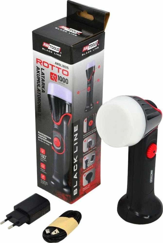 AW-Tools AWTOOLS Juodas LINE DIRBTINĖS ŠVIESOS ROTTO SMD LED 1000LM