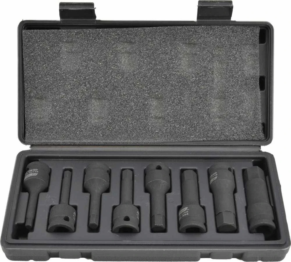 AW-Tools Smūginių galvučių rinkinys AWTools AW38780BL; HEX; 1/2''; 6-19 mm; 8 vnt.