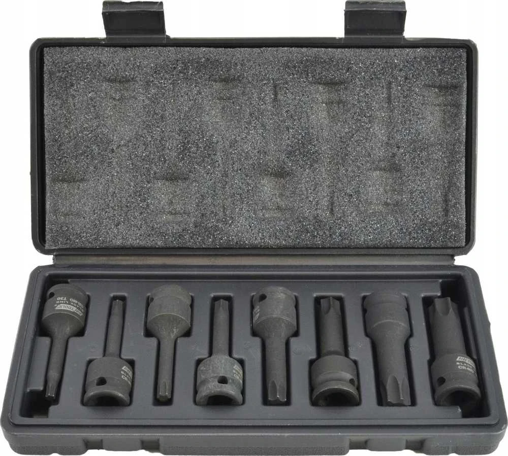 AW-Tools Smūginių galvučių rinkinys AWTools AW38781BL; TORX; 1/2''; T30-T80; 8 vnt.