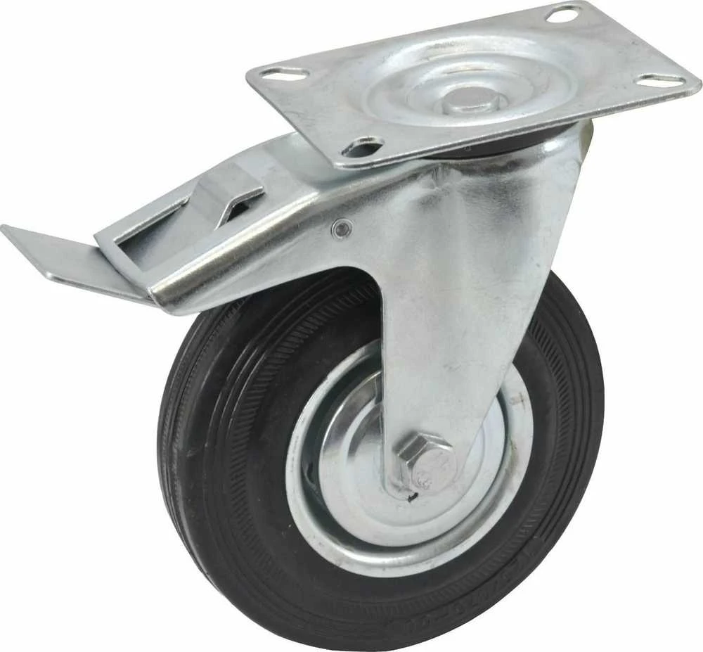 Guminis 200mm ratukas su stabdžiu