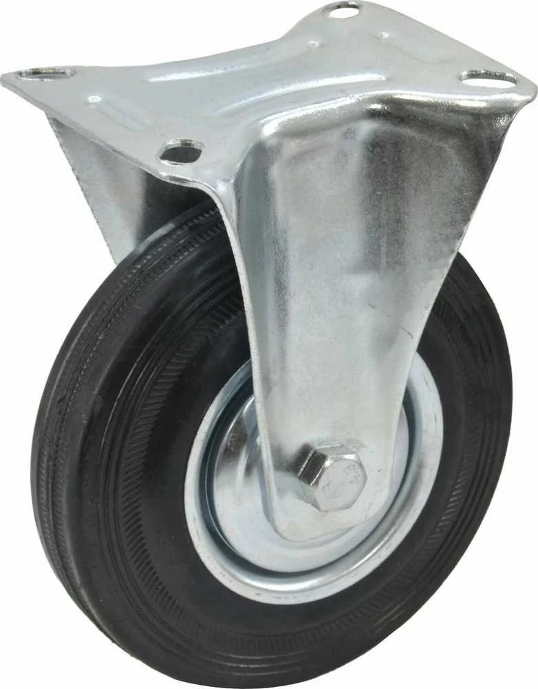 Fiksuotas 100mm ratukas su juodos gumos padanga