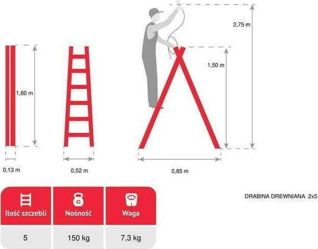 AW-Tools AWTOOLS MEDINĖS KOPĖČIOS 2x 5 PAKOPŲ 150KG