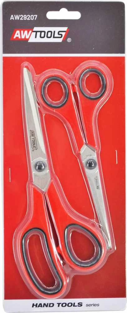 AW-Tools žirklių komplektas su raudonomis rankenomis