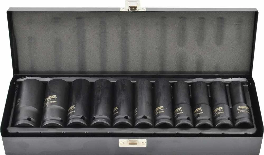 AW-Tools Smūginių galvučių rinkinys AWTools AW38645BL; 1/2''; 10-24 mm; 11 vnt.