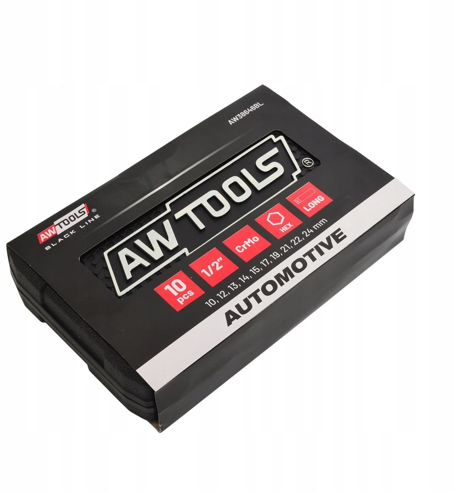 AW-Tools AWTOOLS SMŪGINIŲ GALVUČIŲ RINKINYS 1/2″ 10 vnt. 10-24mm ILGOS Juodas LINE