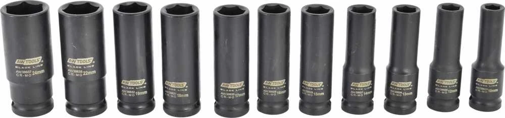 AW-Tools Smūginių galvučių rinkinys AWTools AW38645BL; 1/2''; 10-24 mm; 11 vnt.