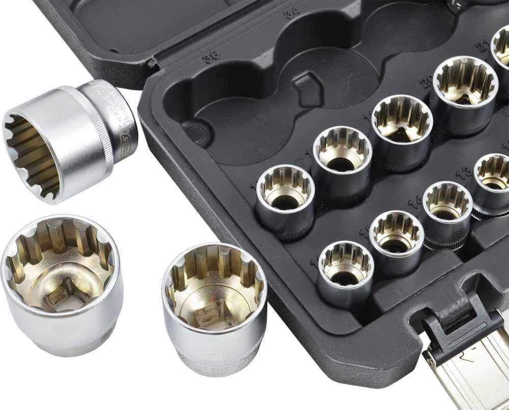 AW-Tools Sukimo galvučių rinkinys AWTools AW38550BL; 1/2''; 8-36 mm; 21 vnt.