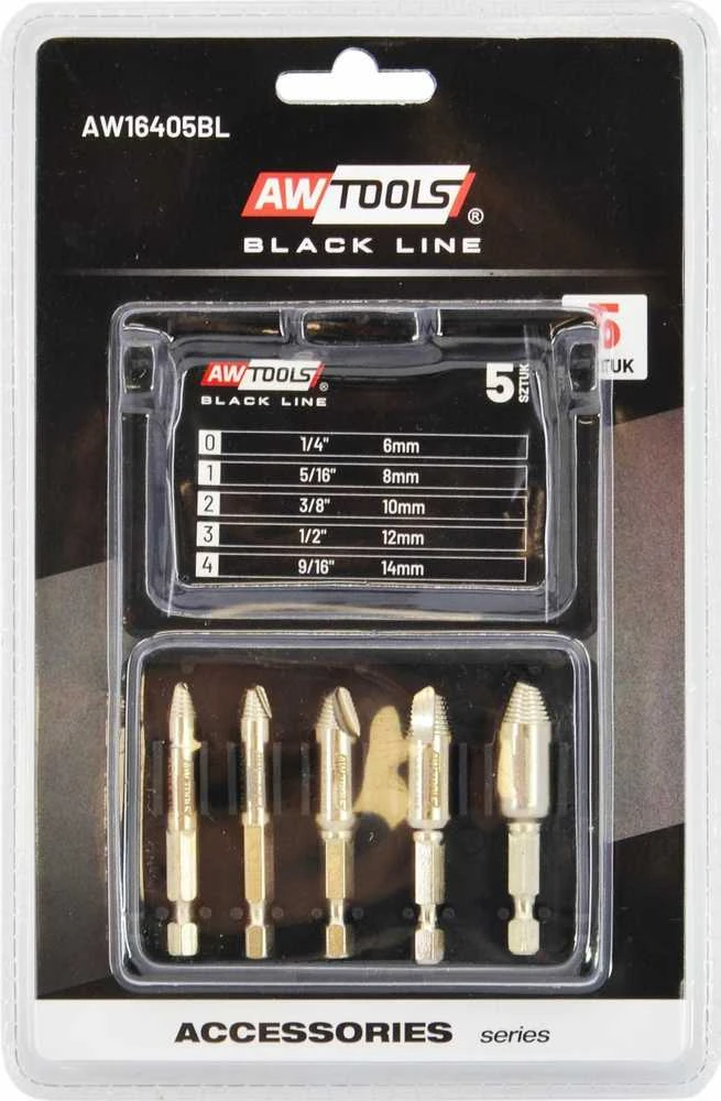 AW-Tools AWTOOLS IŠSUKIKLIAI VARŽTAMS 5vnt. Juodas LINE