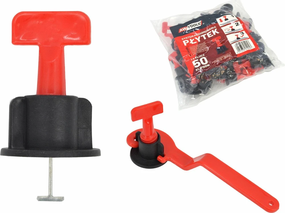 AW-Tools AWTOOLS PLYTELIŲ LYGIAVIMO SISTEMA 50vnt. + RAKTAS