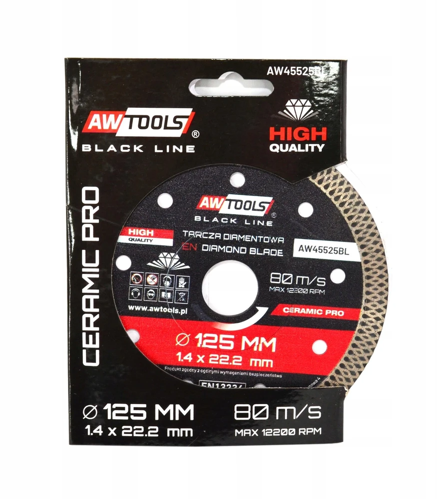 AW-Tools AWTOOLS DEIMANTINIS DISKAS 125×22,2 mm / PILNAS CERAMIC PRO Juodas