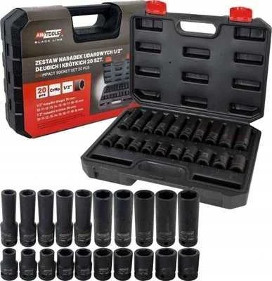AW-Tools Smūginių galvučių rinkinys AWTools AW38695BL; 1/2''; 10-19 mm; 20 vnt.