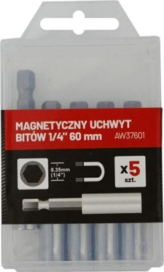 AW-Tools AWTOOLS MAGNETINIS ANTGALIŲ LAIKIKLIS 1/4″ 60mm/5vnt.