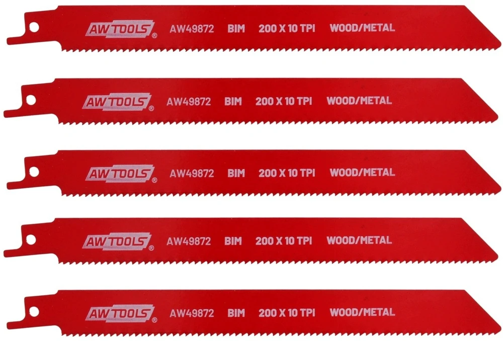 AW-Tools AWTOOLS Pjūklelis BiM PJOVIMUI PISTONU 200mm 10 TPI /5vnt /METALAS-MEDIS
