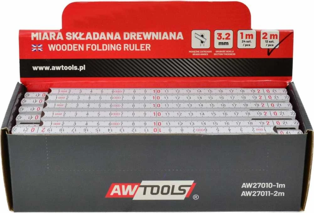 AW-Tools AWTOOLS MEDINIS SULANKSTOMAS METRAS 1m x 5 NARIŲ 24vnt. EKSPOZICINĖ DĖŽUTĖ (Ekspozicinė prekė) (Ekspozicinė prekė)