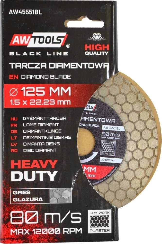 AW-Tools AWTOOLS DEIMANTINIS DISKAS 125×22,2 / KORIO RAŠTAS 2in1 Juodas LINE