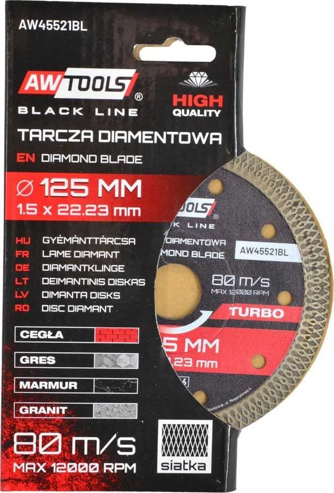 AW-Tools AWTOOLS DEIMANTINIS DISKAS 125×1,5×22,2 / TURBO PLONAS Juodas LINE